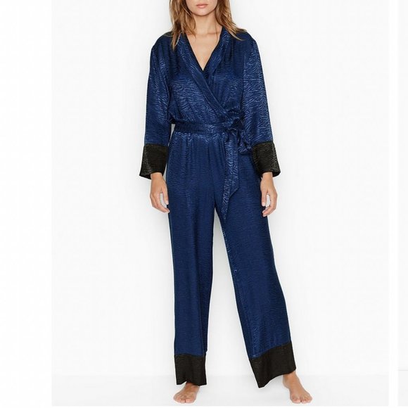 Victoria's Secret Other - victorias secret zebra print blue jumpsuit M NWT